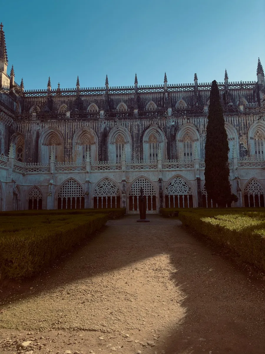 Gothic tracery and flying buttresses of Batalha Monastery