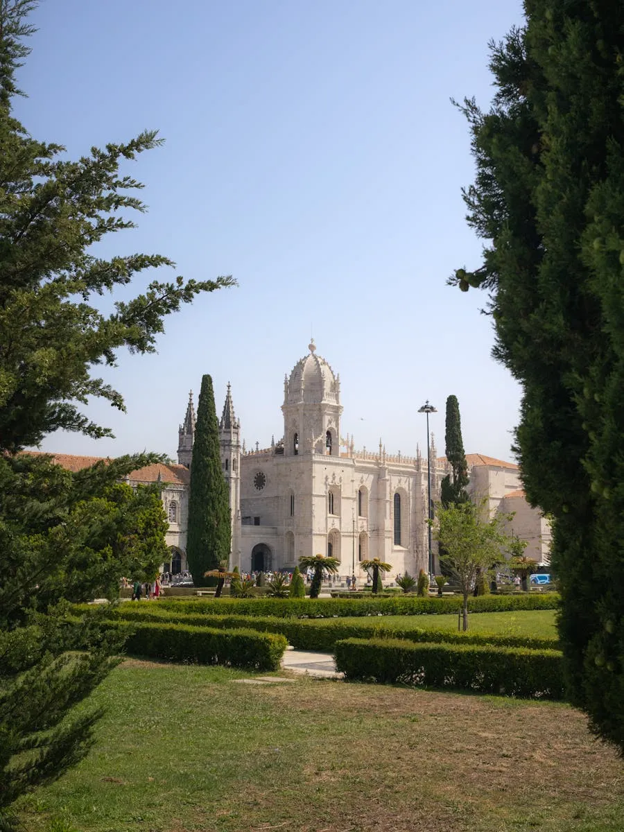 Ornate Manueline cloisters of Jeronimos Monastery in Lisbon