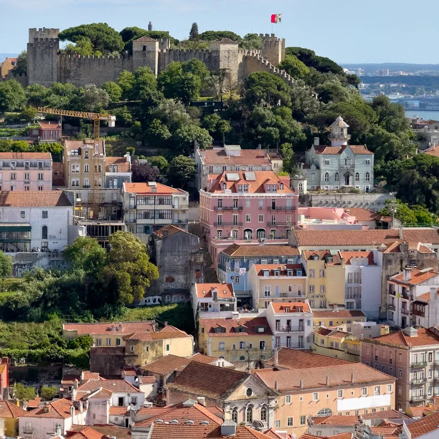 Panoramic view from Castelo de Sao Jorge over Lisbon rooftops