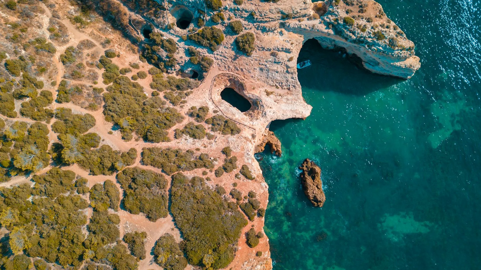 Aerial view of the Portuguese coastline with dramatic cliffs