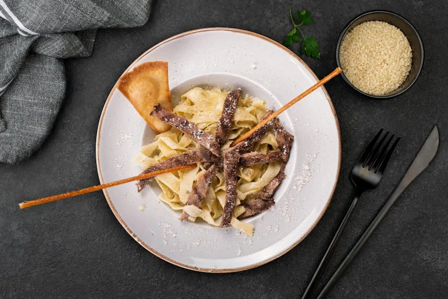 Beef Stroganoff with sour cream sauce served over rice