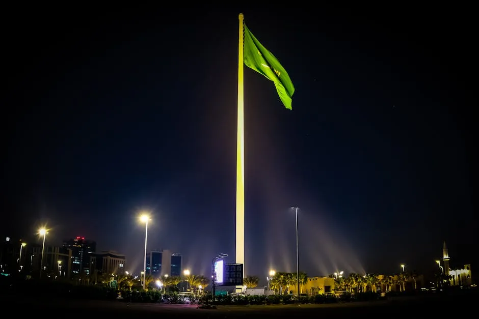 Riyadh skyline with Kingdom Centre Tower at dusk