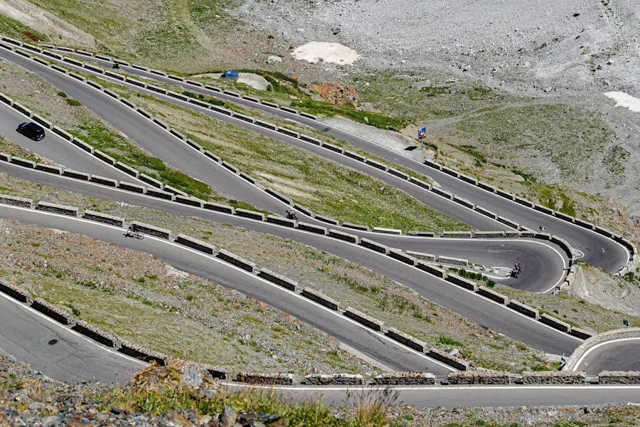 Winding mountain road up Sani Pass