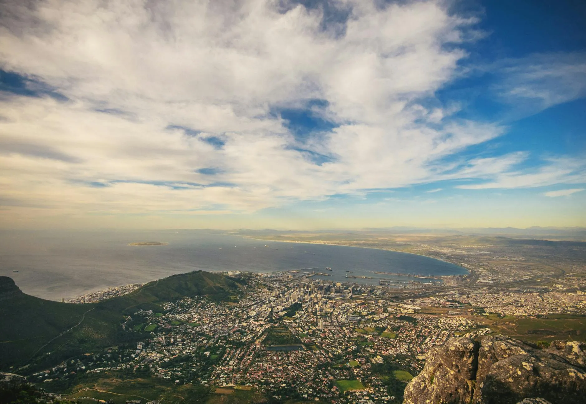 Aerial panorama of the diverse South African landscape