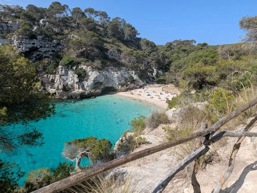 Turquoise waters of Cala Macarelleta Menorca