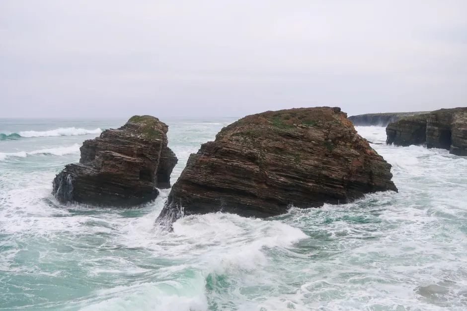 Rock arches of Playa de las Catedrales at low tide