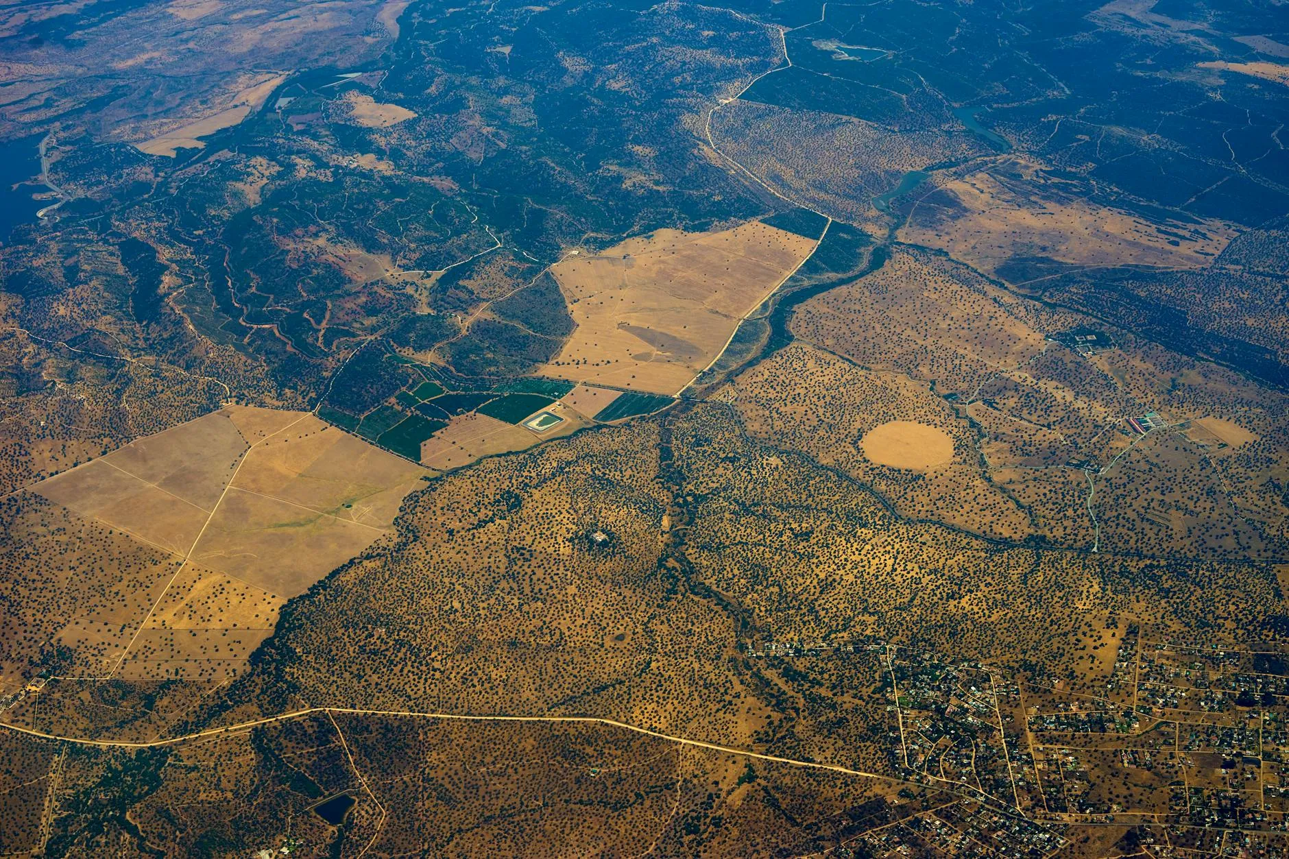 Panoramic aerial view across the diverse Spanish landscape