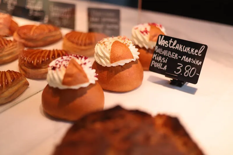 Semla cream-filled cardamom bun dusted with powdered sugar