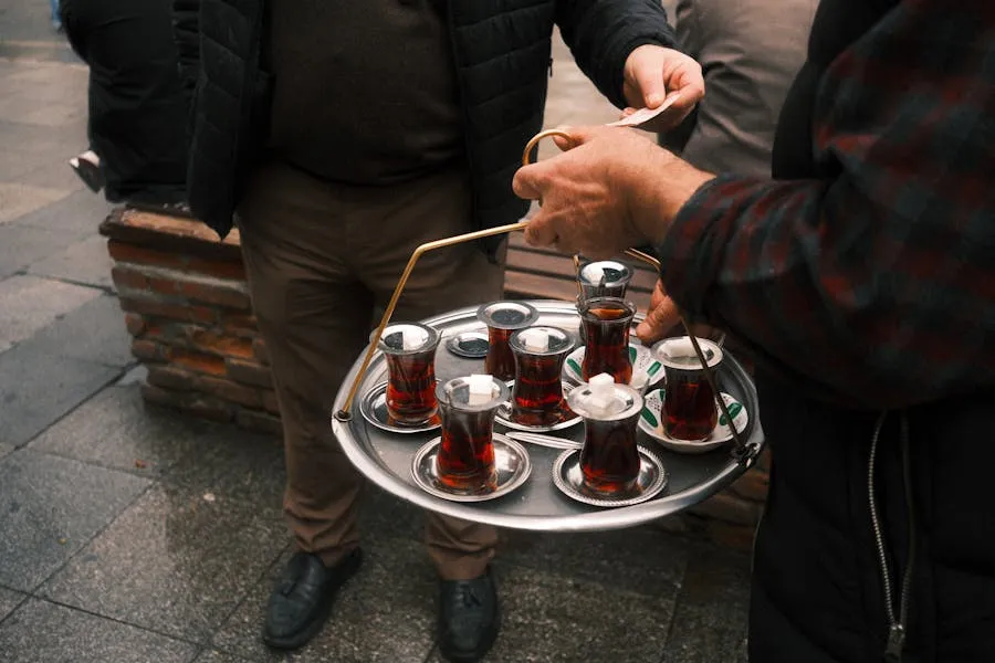 Turkish tea served in traditional tulip glasses