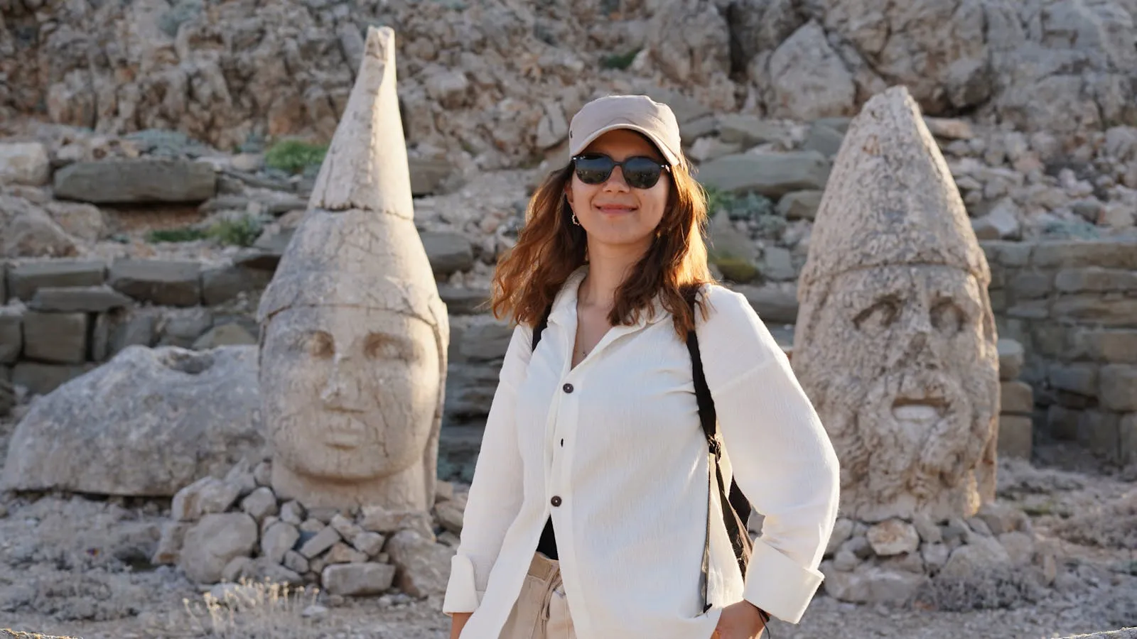 Stone heads at sunrise on Mount Nemrut