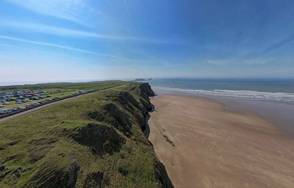 Rhossili Bay sweeping golden sands at sunset