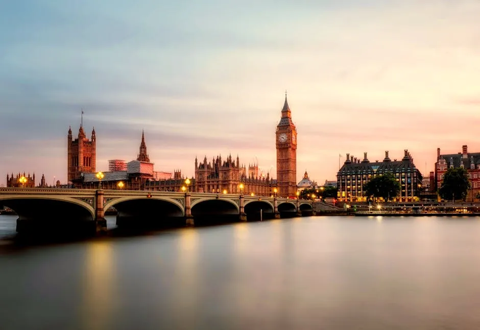 Historic London skyline with the Thames and Tower Bridge
