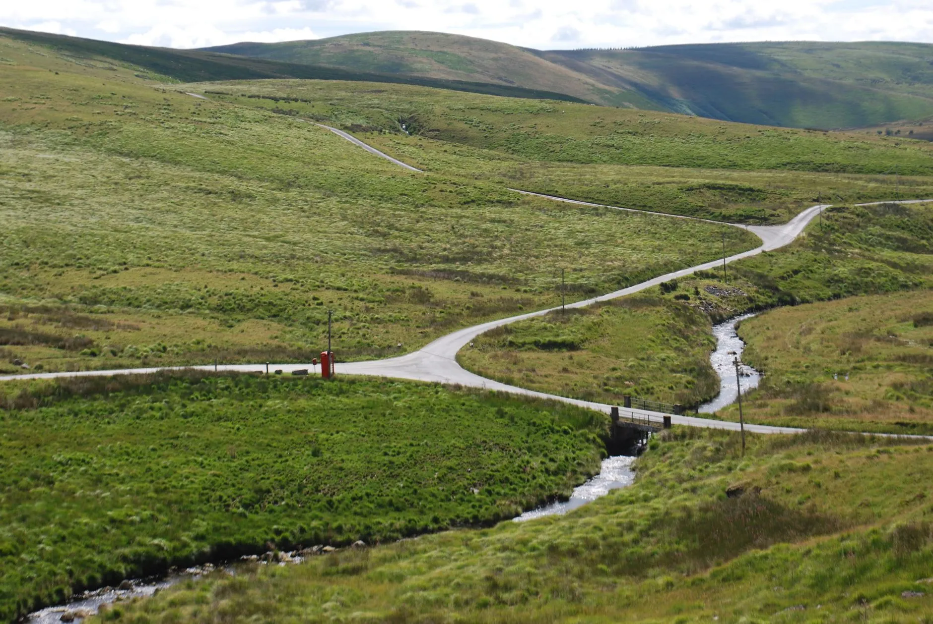 Winding country road through the Welsh mountains