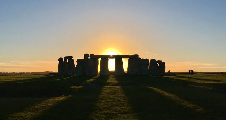Stonehenge stone circle at golden hour