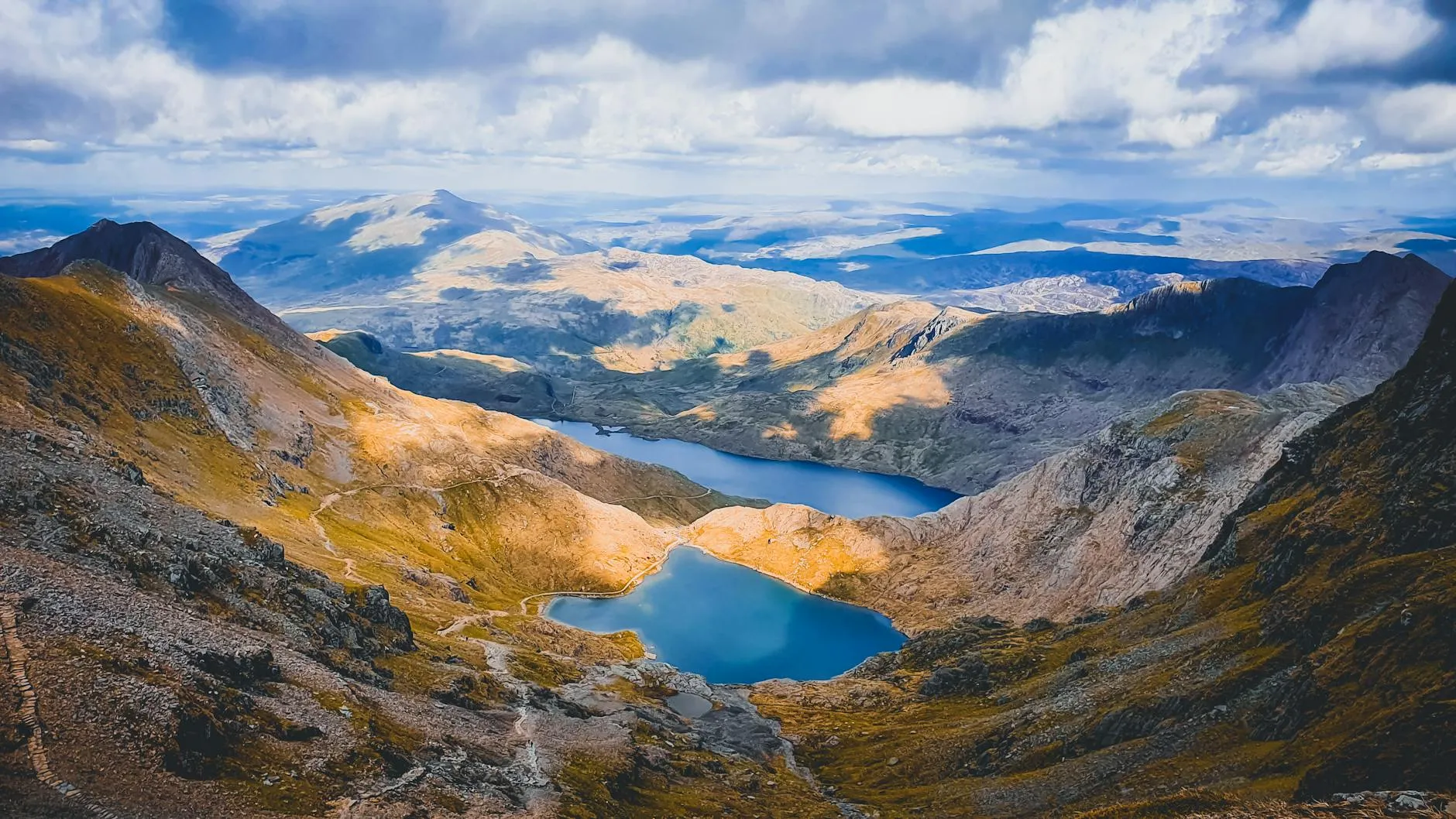 Snowdonia mountains with a lake in the foreground