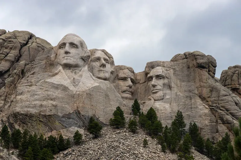 Mount Rushmore presidential faces carved into granite