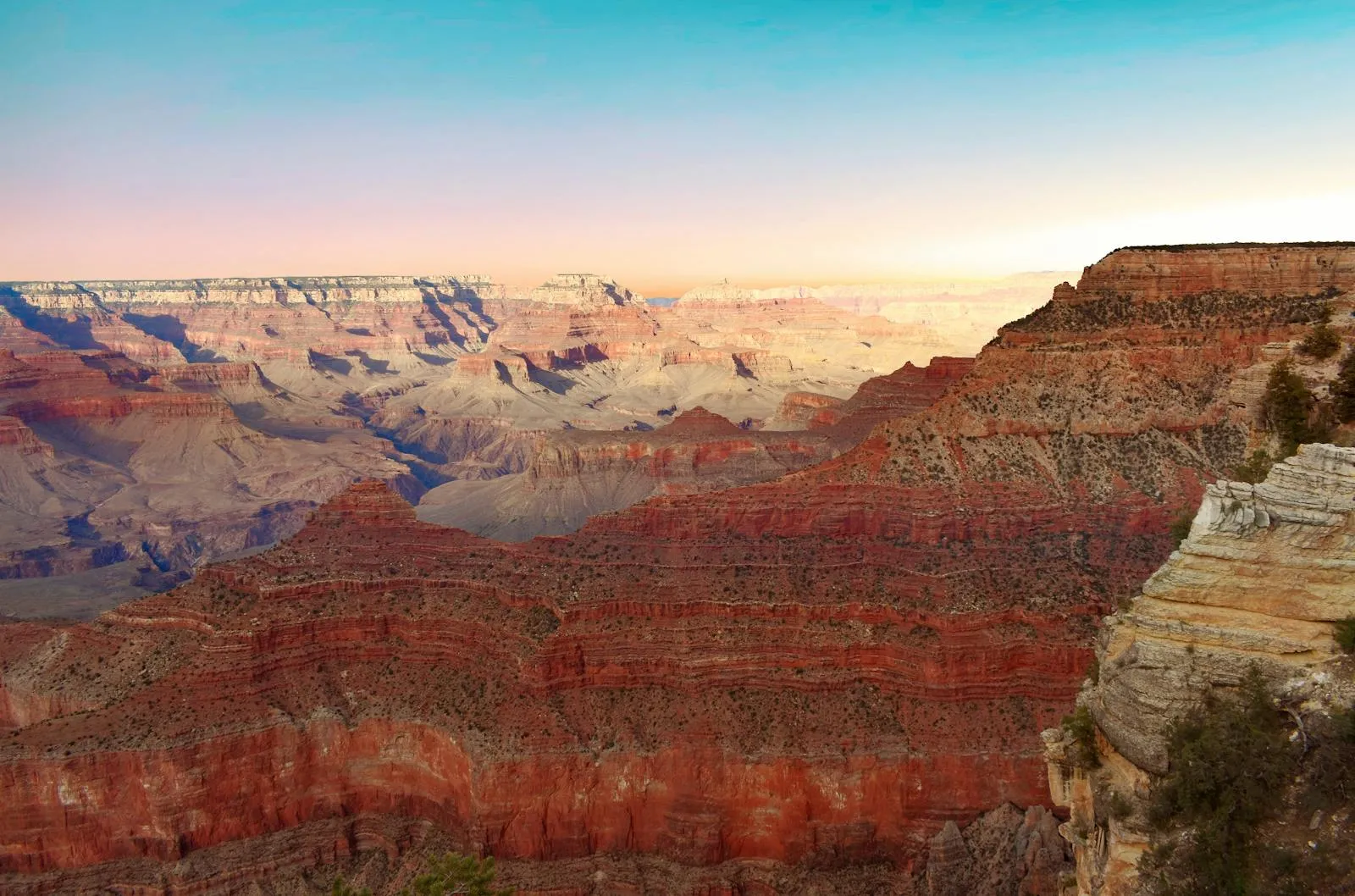 Panoramic view of the Grand Canyon at sunset