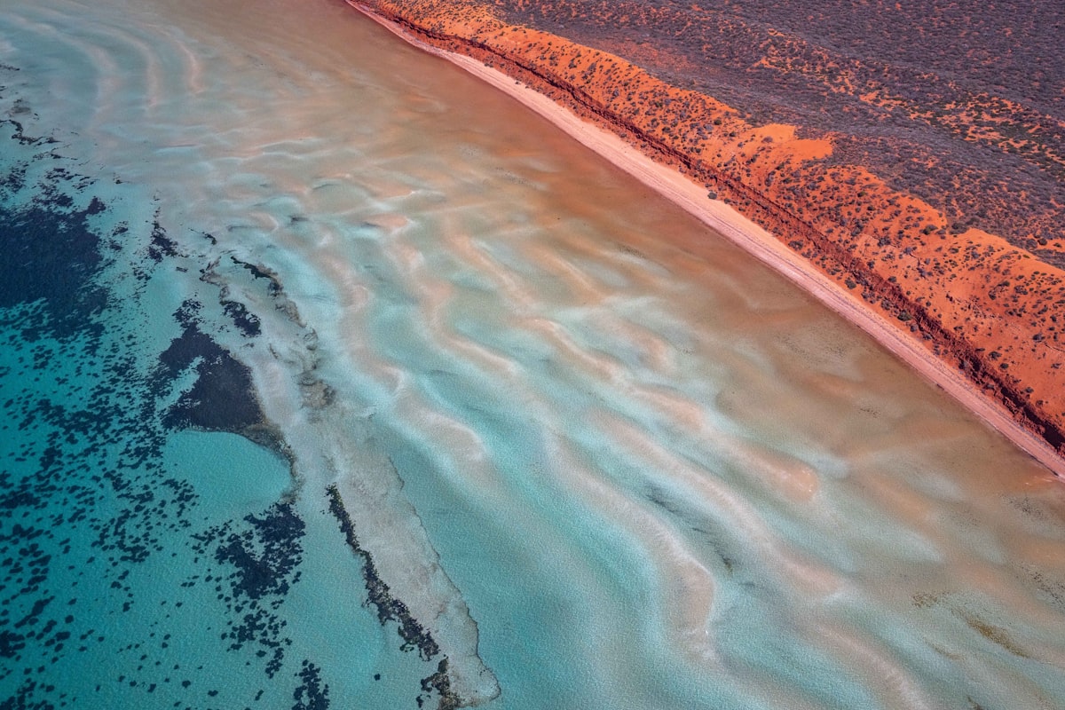 Turquoise coastline of Western Australia from above