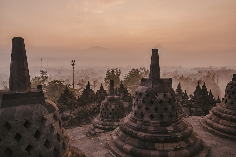 Clear sky over Angkor Wat temple complex