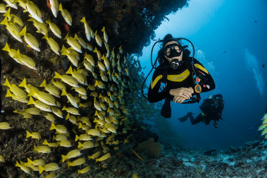 Clear tropical water with coral reef for snorkelling