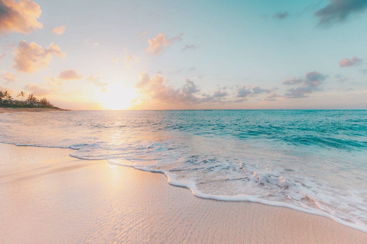 Sunset over Malaysian tropical islands